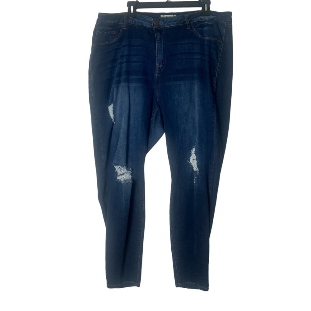 refuge+ Denim Jeans Women Sz‎ 22 Distressed Ripped Hi Rise Cotton Blend Stretch